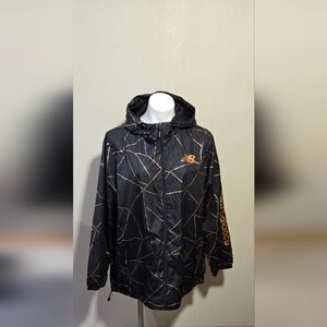 New Balance Womens Hooded Jacket Full Zip Windbreaker Black Rose Gold 2X